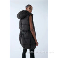 Customization Women Pure Color Zipper Hood Vest Jacket